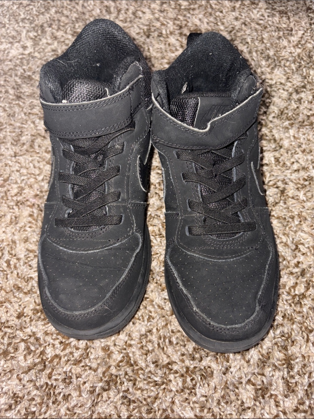 Kids Black High-Top Sneakers with Hook-and-Loop Closure